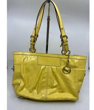COACH Medium Patent Leather Shoulder Bag Yellow thumbnail 3