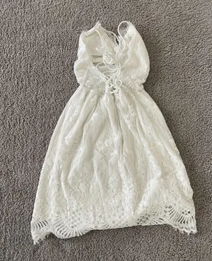 Lady black tie white grad dress thumbnail 6