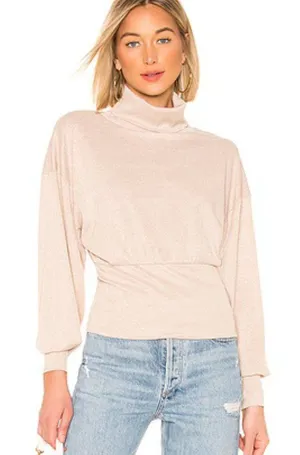 Free People Ivory Metallic Glam Turtleneck Sweater thumbnail 1