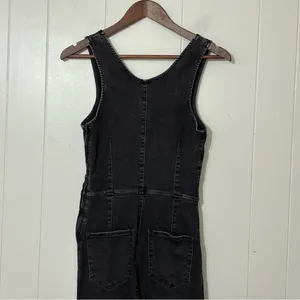 Free People Scarlet Black Denim Jumpsuit Women’s Size 2 Stretch Skinny Ankle Zip thumbnail 8