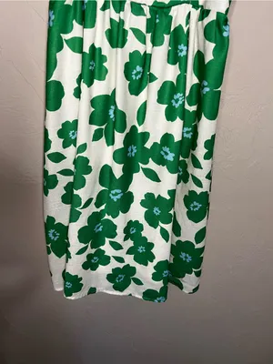 Altar’d State Cream Green‎ Floral Puff Sleeve Retro Babydoll Mini Dress thumbnail 4