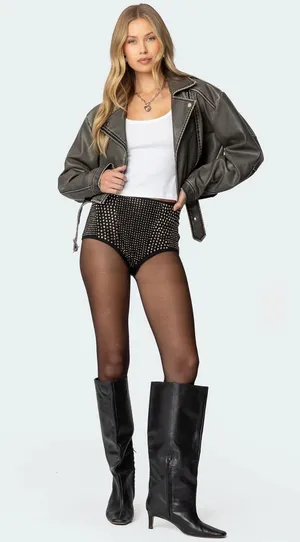 Edikted Rhinestone Microshorts thumbnail 5
