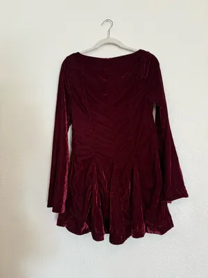 NWT free people Linney V-Neck Tie Front Long Sleeve Velvet Mini Dress thumbnail 12