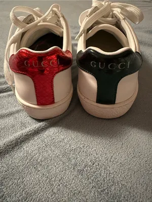 Gucci White Leather Sneakers with Red and Black Heel Tabs and Green-Red Web thumbnail 7