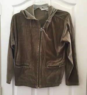 FINAL MARKDOWN Spa by Chico’s hooded velour jacket 2 large thumbnail 1