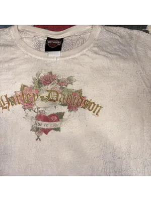 Vintage Y2K Harley-Davidson Floral “Live to Ride” Woman’s Medium Open Road Tee thumbnail 2