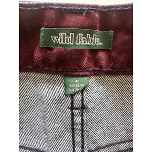 Wild Fable Burgundy Coated Denim Mini Skirt Size 4 Low Rise Raw Hem Whimsygoth thumbnail 3