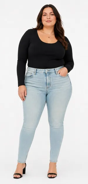 Abercrombie & Fitch Curve Love High Rise Skinny Jeans Light Wash Blue Size 32 14 thumbnail 1