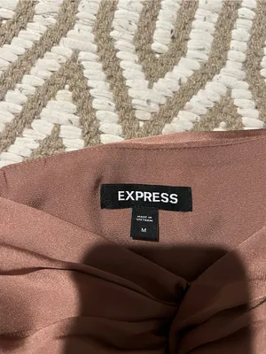 Express Women's Satin Twist-Front Crop Top - Brown thumbnail 6