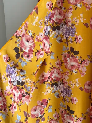 ADORA Golden Yellow Floral Bolero/Kimono Jacket/Cardigan, Size Small thumbnail 7