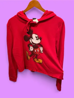 Cute red Disney Mickey mouse classic soft lightweight crop sweatshirt thumbnail 1