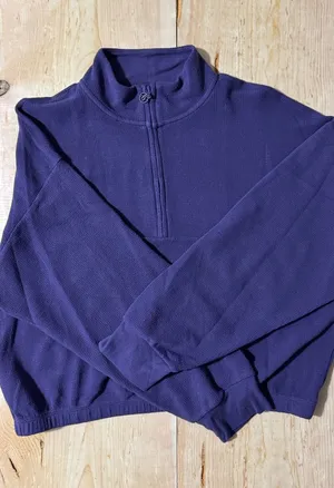 Victorias Secret Purple‎ Waffle Knit Quarter Zip Pullover Mock Neck XL thumbnail 1