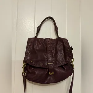 Rare MATT & NAT Vegan Burgundy Large Studded Crossbody Vintage Handbag Bag thumbnail 4