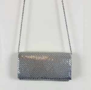 Jessica McClintock Silver Mesh Evening Bag Chain Strap Clutch thumbnail 10