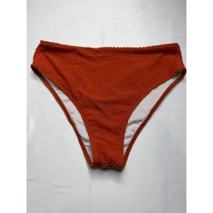 Zaful Burnt Orange Popcorn Textured High Waisted Bikini Set ScallopTrim Womens M thumbnail 4
