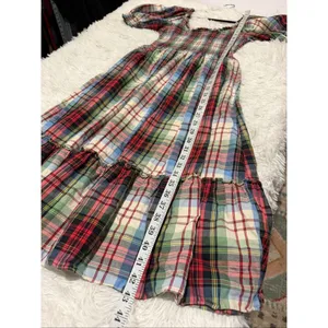 Hill House Home The Louisa Nap Dress in Ivory Red Tartan Small thumbnail 6
