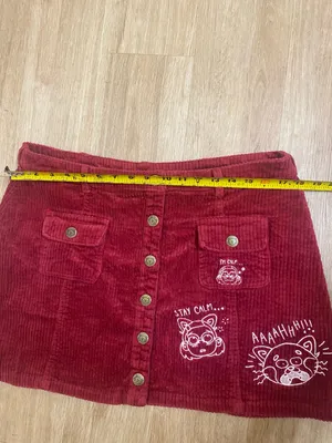Disney Burgundy Corduroy Button-Front Mini Skirt with Cat Graphics thumbnail 5