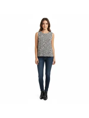 SO “The Favorite Tank” Top Size L Black White Checkered Sleeveless thumbnail 8