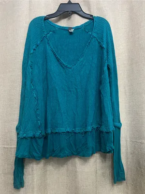 We The Free Teal Layered V-Neck Long Sleeve Top thumbnail 1