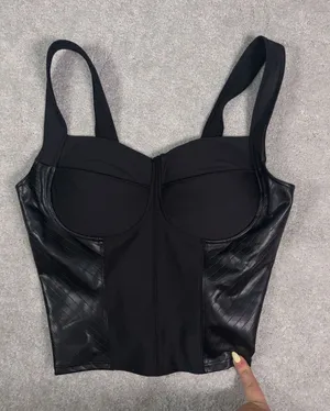 Alo Airlift Winter Warm Cropped Supermoto Tank Top Black Large thumbnail 1