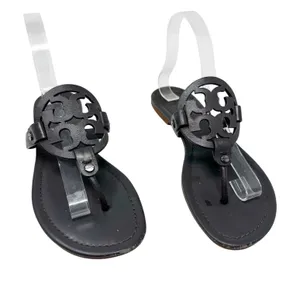 TORY BURCH Gray Grey Leather Miller Classic Designer Logo Sandals Flip Flop Sz 9 thumbnail 1