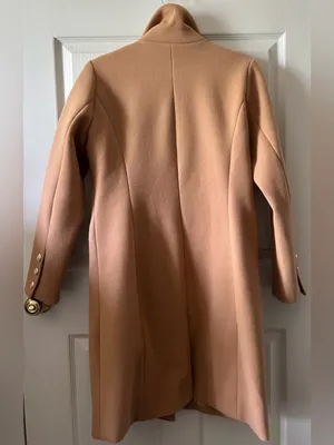 Khaki Camel Autumn Peacoat Trench Coat Long Jacket Wool Blend Sz M (8-10) thumbnail 13