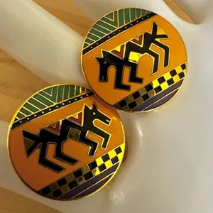 Vintage Laurel Burch "Coptic Horse" Enamel Earrings thumbnail 4