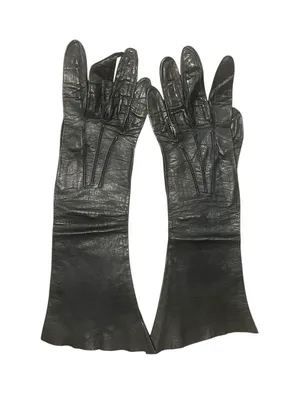 Aris Kasanova Vintage Black Leather Opera Gloves Formal Costume USA 6 1/4 thumbnail 1