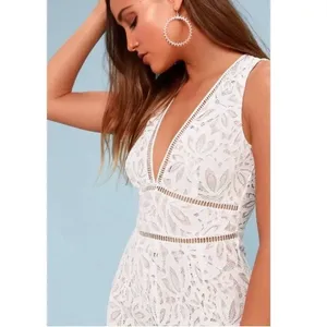 Lulus Amora White Lace Jumpsuit Bridal Bride Bachelorette Wedding Small thumbnail 8
