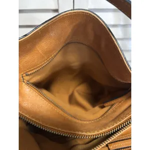 C & C California Leather Bag‎ Satchel Camel Double Strap Zip Brown thumbnail 7