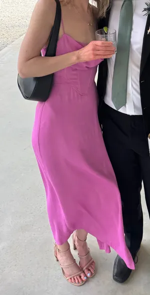 ZARA midi dress Satin EffectCorset Maxi Party Wedding Cocktail bridal shower thumbnail 2