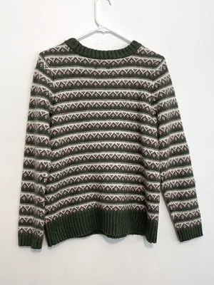 CROFT & BARROW Extra Cozy Sweater Olive Green White Fair Isle Geometric Hearts M thumbnail 14