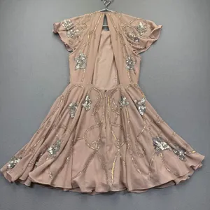 ASOS Womens Embellished Open Back Mini Dress‎ Dusty Rose Beaded Sequin Size 6 thumbnail 12