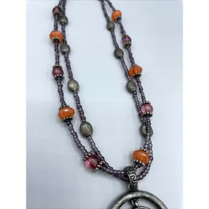 Laura Ashley Necklace Beaded Chocker Metal Silver Colored Boho‎ thumbnail 5
