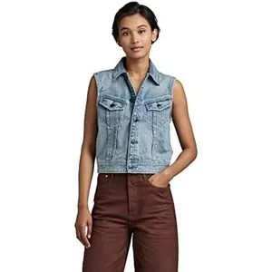 G-Star Raw Denim Vest Womens S‎ Blue Slim Denim Vest WMN Sun Faded Sleeveless thumbnail 3
