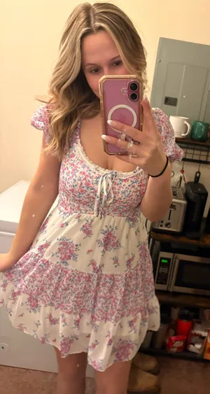 Amazon Floral pink and purple dress thumbnail 1