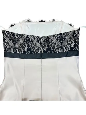 Scott McClintock Vintage 90s Lace Satin Cocktail Dress Champagne Black Size 8 thumbnail 4