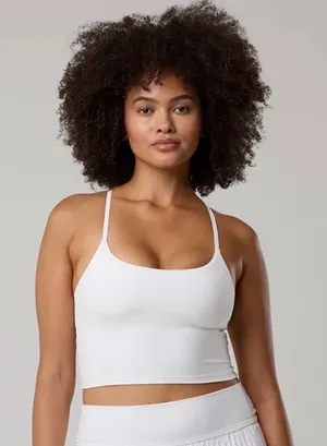 Aerie Offline The Hugger Longline Bra Top in White thumbnail 1