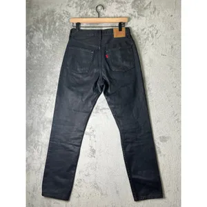 Levi's 501 Wax Coated Jeans Women's 27x30 Black High Rise Straight Leg Denim thumbnail 3