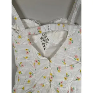 For Love & Lemons CELIA SHIRRED FLORAL EMBROIDERED LACE OPEN-BACK MINI DRESS XS‎ thumbnail 8