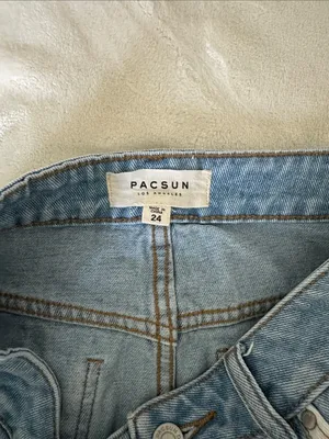 PacSun Colorblock Denim Mini Skirt - White & Blue Panels thumbnail 3