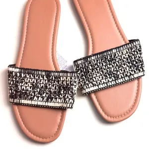 Old Navy Women's Low Heel Slide Sandals Rafia Crafted Black Marl Sz 9 NWT thumbnail 2