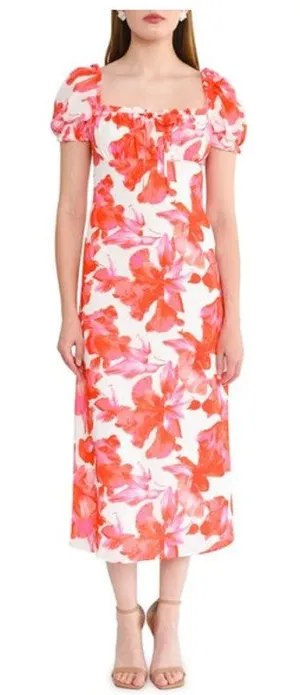 WAYF Felicity Floral Print Midi Dress Size Large‎ thumbnail 1
