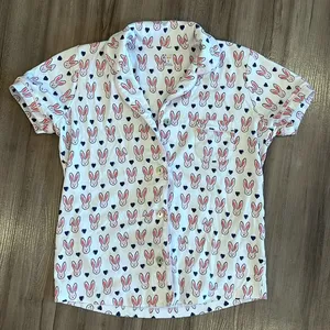 Roller Rabbit RARE Love Bunnies Pajama Top thumbnail 1