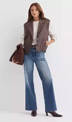 Loft brown Relaxed vest jacket women's size medium dark academia trendy‎ thumbnail 1