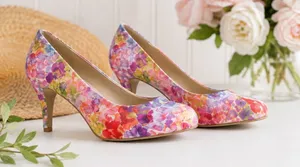 Madden Girl Pink Multicolor Floral Print Pointed Toe Pumps Heels thumbnail 1
