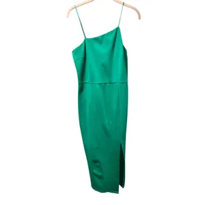 Billy J Boutique Green Spaghetti Strap Bodycon Slit Midi Dress Size US 10 thumbnail 2