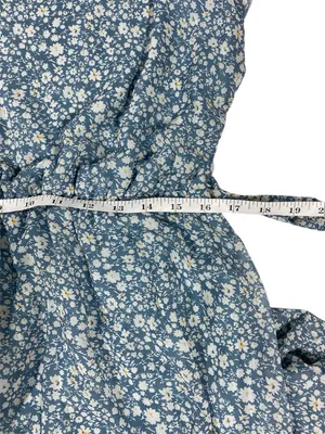 Manydress Blue Floral Midi Dress Flutter Sleeve Tie Waist Cottagecore Boho XL thumbnail 6