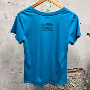 Women's Blue Eagle Graphic Brass Studded Short Sleeve Biker Tee thumbnail 4