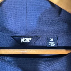 Lands End Dark Blue Waffle Knit Funnel Neck Top Long Sleeve Pullover XL New thumbnail 3